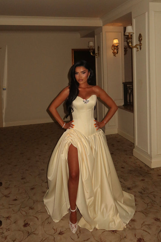 Butter Yellow Satin Gown