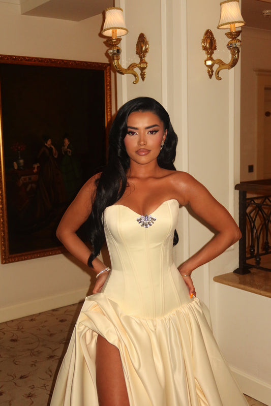 Butter Yellow Satin Gown